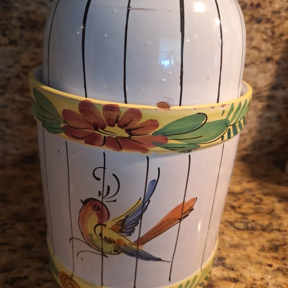 Italian Handpainted Biscuit canister